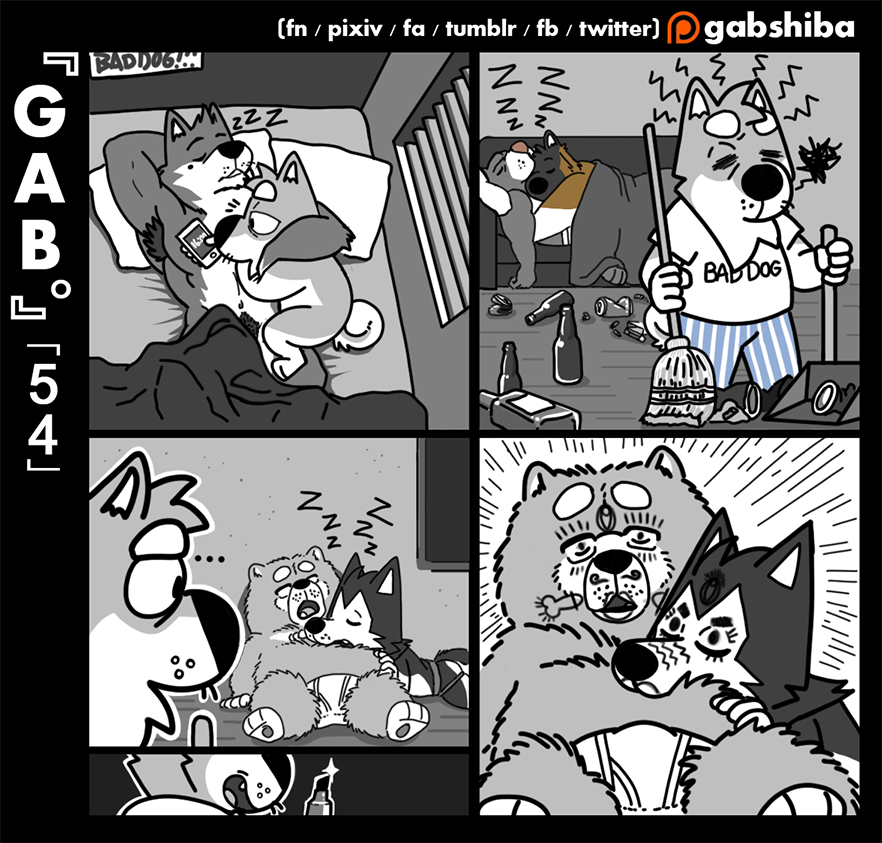 ... 3_toes 5_fingers akita anthro armpit_hair bau_husky bed blinders bottle broom can canine chow_chow cleaning clothed clothing convenient_censorship cuddling dog eyebrows eyes_closed eyewear face_drawing fully_clothed gab_shiba gabshiba group holding_object holding_phone hug husky inside jockstrap lying male male/male mammal navel nude on_back on_bed on_front on_ground on_side on_sofa open_mouth open_smile pants pencil_(object) phone pillow pit_bull poster pubes ruff_bull shirt siberian_husky sleeping smile sound_effects standing t-shirt toes topless under_covers underwear voff_akita wang_chow window wolf wuff_(gabshiba) zzz