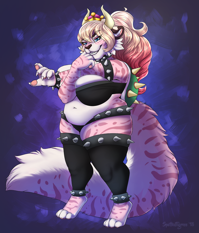 anthro belly big_breasts breasts clothing feline female huge_breasts huge_thighs legwear mammal marzipie overweight short_stack spottedtigress thick_thighs thigh_highs tiger voluptuous wide_hips