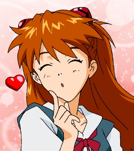 1girl breasts female game_cg girlfriend_of_steel hair_between_eyes hair_ornament happy kiss long_hair neon_genesis_evangelion neon_genesis_evangelion:_iron_maiden school_uniform soryu_asuka_langley twintails