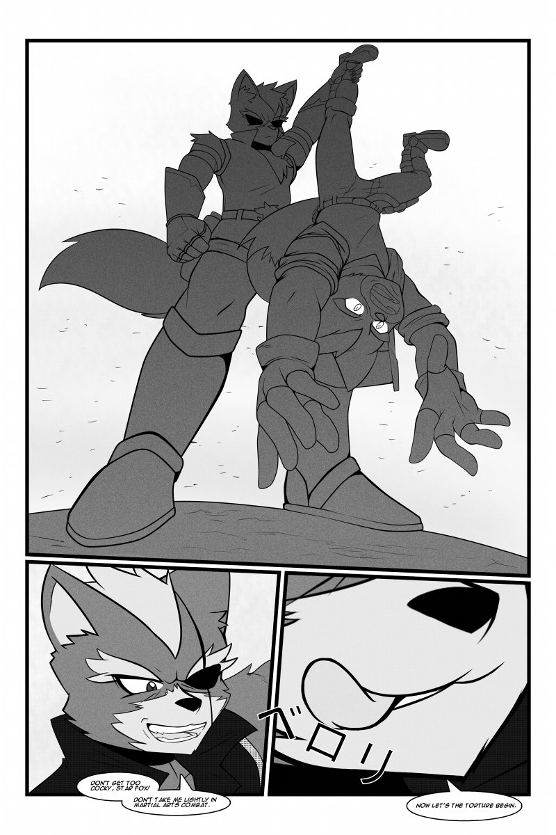 anthro canine clothed clothing comic duo fight fox fox_mccloud mammal nintendo raxkiyamato star_fox video_games wolf wolf_o'donnell