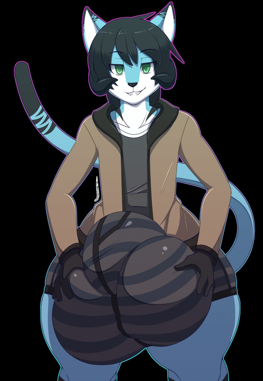 anthro briefs bulge clothed clothing feline hair hand_on_bulge horn hyper hyper_bulge looking_at_viewer male mammal smile solo standing thick_thighs underwear wastedtime wide_hips