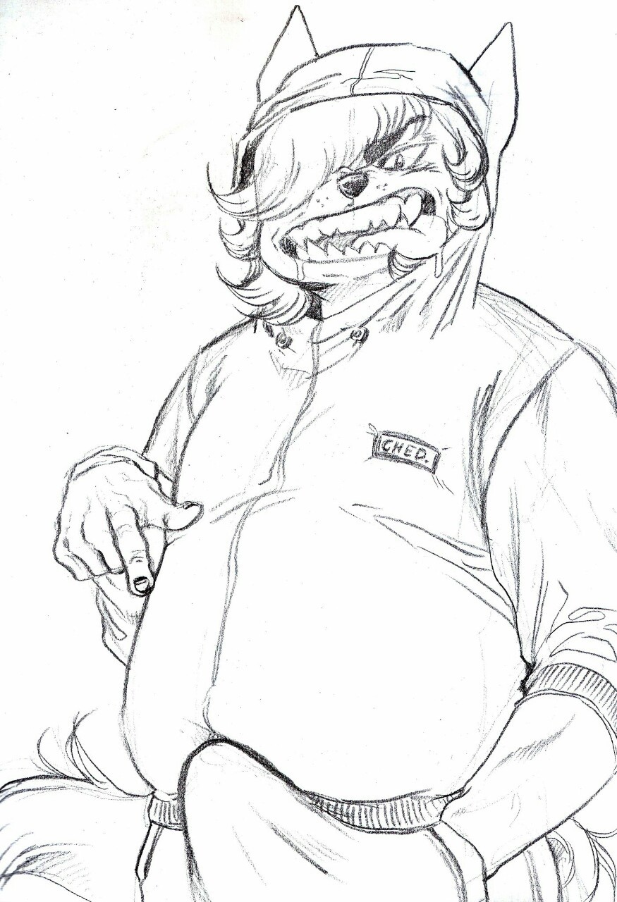 2016 5_fingers anthro biped black_and_white canine clothed clothing drooling erection erection_under_clothes eyebrows fluffy fluffy_tail front_view hair hair_over_eye half-length_portrait hand_in_pocket hatching_(technique) hi_res hoodie humanoid_hands hwi-jeong_(ryonggay) kemono korean looking_down male mammal monochrome naughty_face open_mouth open_smile overweight overweight_male pants pencil_(artwork) pockets pointing pointing_at_penis pointing_at_self portrait presenting ryonggay saliva sharp_teeth simple_background smile solo standing teeth thick_eyebrows tongue tongue_out traditional_media_(artwork) whisker_spots white_background wolf