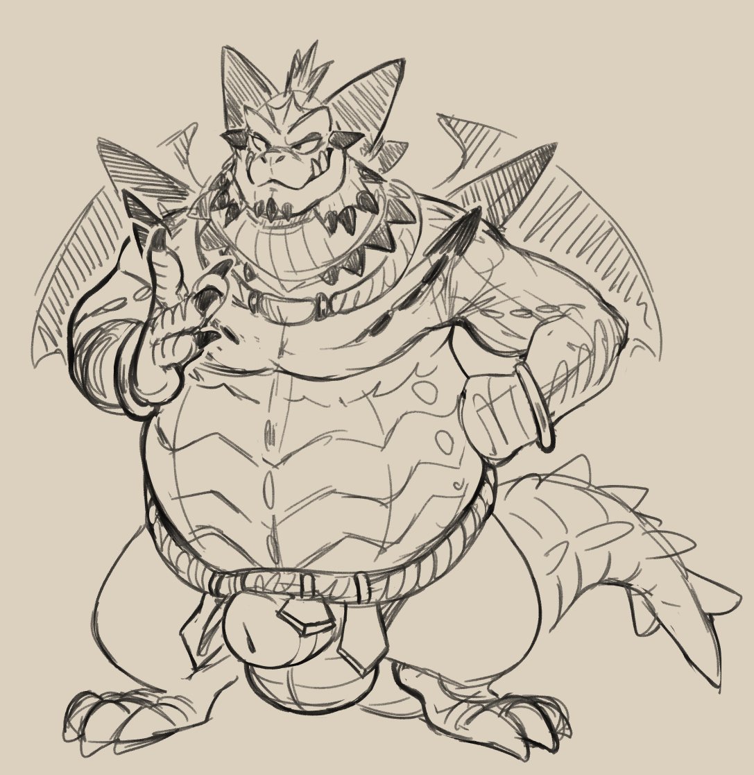 3_toes 4_fingers animal_genitalia anthro balls belly belt big_belly daftpatriot dragon flaccid front_view horn looking_at_viewer magnus_(spyro) male monochrome penis sheath smile solo spyro_reignited_trilogy spyro_the_dragon standing toes video_games