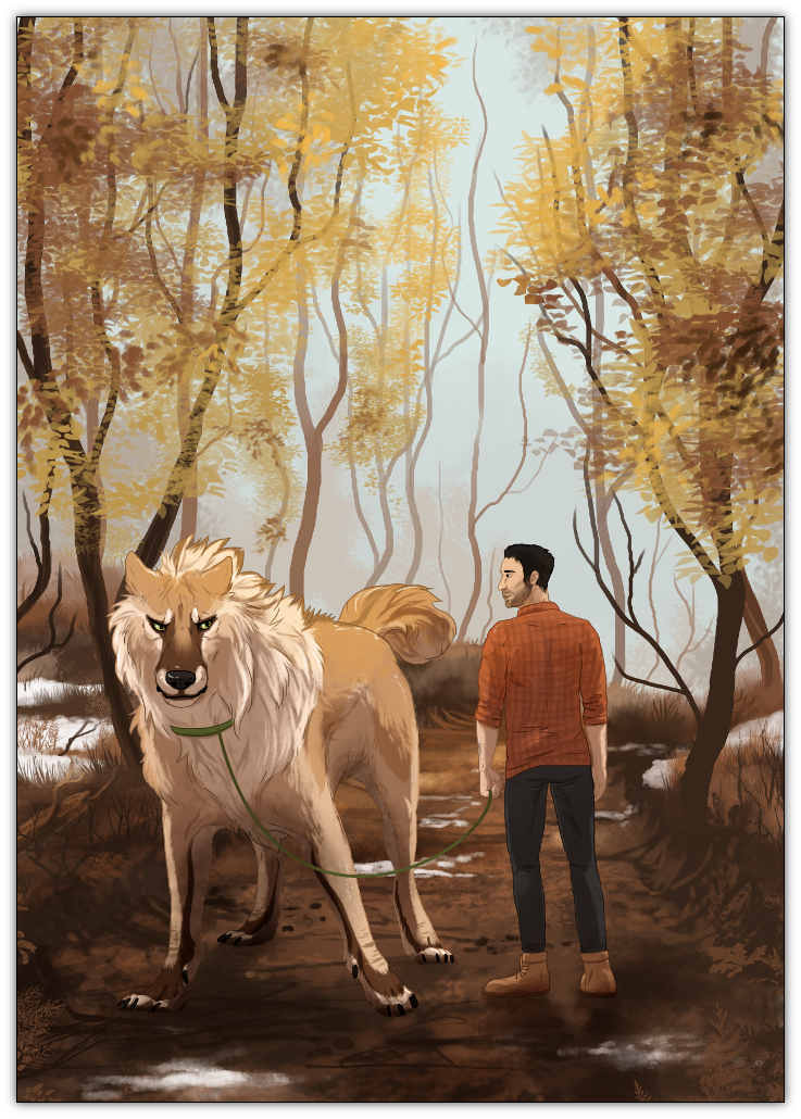 2015 ambiguous_gender canine clothed clothing day detailed_background digital_media_(artwork) dog duo feral forest human male mammal oneminutesketch outside tree