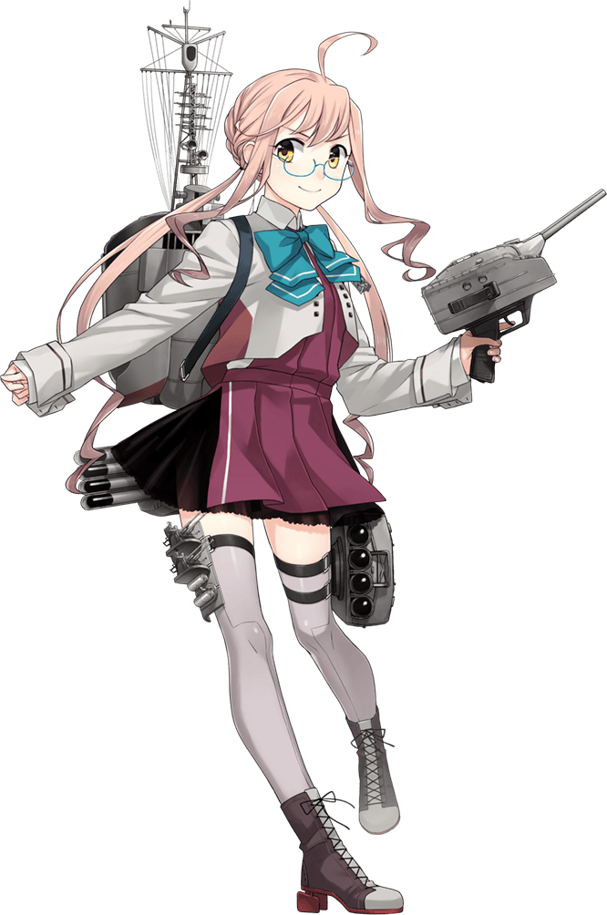 ahoge depth_charge depth_charge_projector double_bun dress fujikawa full_body glasses grey_legwear kantai_collection long_hair long_sleeves machinery makigumo_(kantai_collection) official_art pink_hair purple_dress remodel_(kantai_collection) rigging smile solo thighhighs torpedo_launcher torpedo_tubes transparent_background turret twintails zettai_ryouiki
