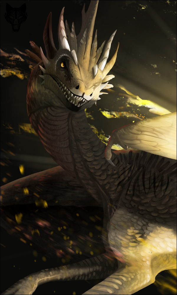 2015 ambiguous_gender digital_media_(artwork) dragon feral horn oneminutesketch open_mouth solo teeth yellow_eyes