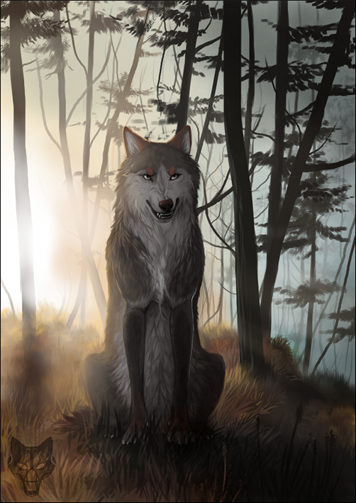 2015 ambiguous_gender black_lips black_nose canine detailed_background digital_media_(artwork) feral grass mammal oneminutesketch paws sitting solo tree wolf