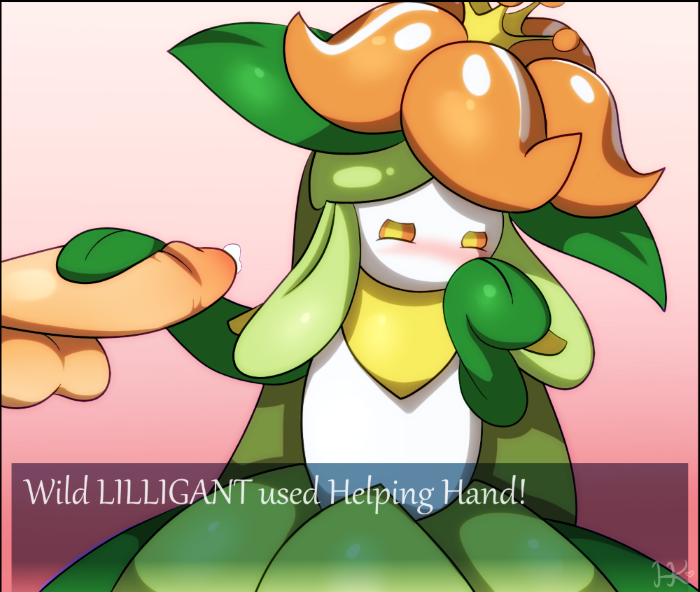 balls blush cum disembodied_penis handjob hazelkisses invalid_tag lilligant male mouthless nintendo penis plant pok&eacute;mon pok&eacute;mon_(species) sex text video_games