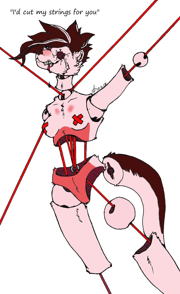 2018 anthro blood death detachable dismemberment female gore mammal marionette modular mustelid puppet rose_otter solo syphrus teeth