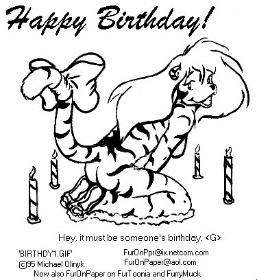 1995 bow breasts butt candle feline female happy_birthday mammal michael_olinyk tiger