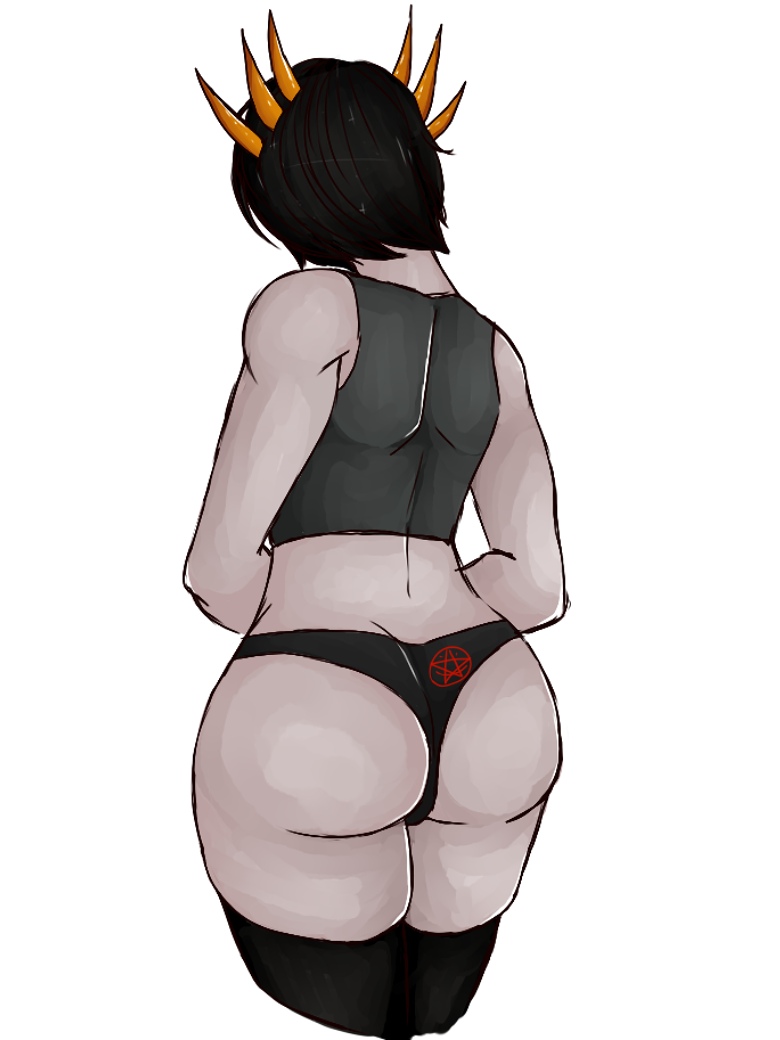 2018 big_butt black_hair butt cacodemon clothed clothing demon doom girly hair horn horned_humanoid humanoid legwear male merdoc_(russianretard1488) not_furry panties partially_clothed rear_view russianretard1488_(pumpkin) stockings thick_thighs underwear video_games wide_hips