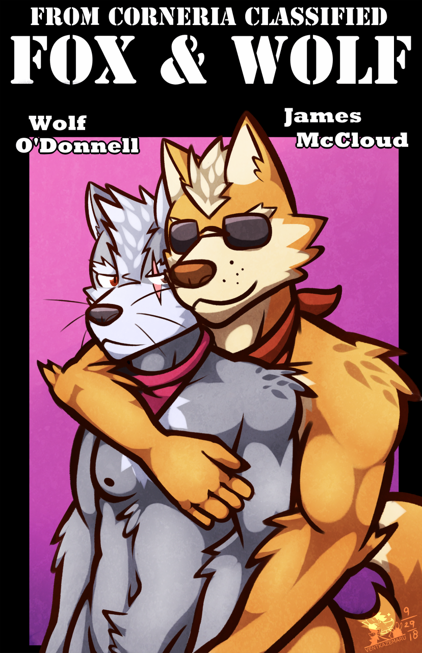 canine clothed clothing comic eyewear fox james_mccloud male male/male mammal neckerchief nintendo scar star_fox sunglasses text topless ventkazemaru video_games whiskers wolf wolf_o'donnell