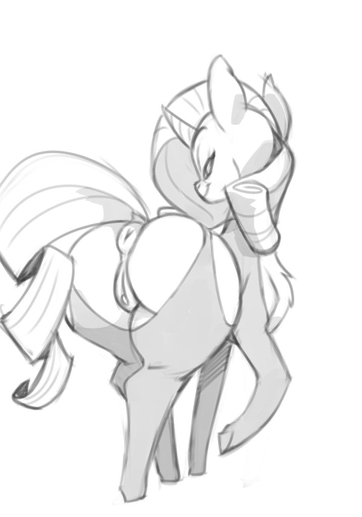 anus bedroom_eyes big_butt bigdad butt clothing equine female feral friendship_is_magic garter_straps half-closed_eyes horn legwear looking_back mammal my_little_pony pussy rarity_(mlp) seductive solo stockings unicorn