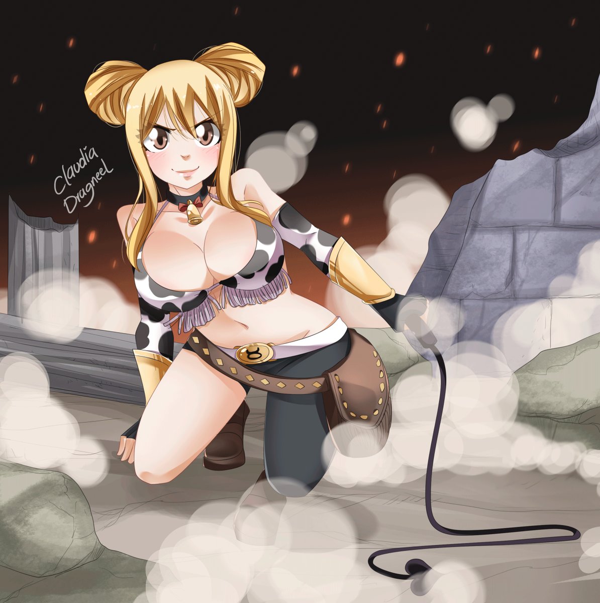 1girl blonde_hair breasts brown_eyes claudia_dragneel cleavage fairy_tail large_breasts lucy_heartfilia tagme