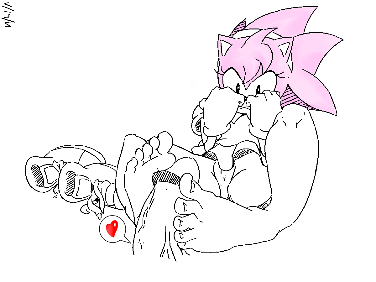 amy_rose anthro clothing feet female foot_fetish footjob footwear gloves hair mammal pink_hair rosy_the_rascal sex skirt sonic_(series) sonic_cd supahfiyah