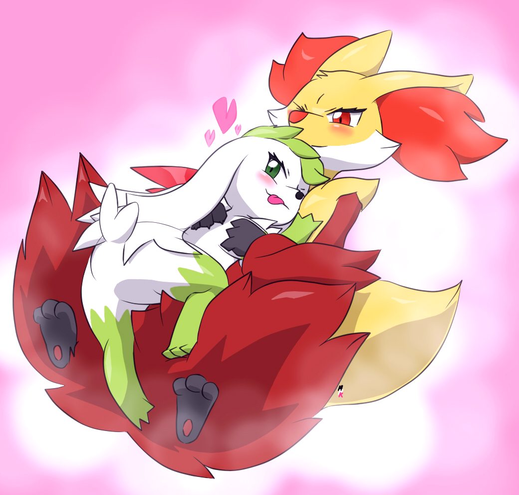 delphox duo fullfolka legendary_pok&eacute;mon nintendo pok&eacute;mon pok&eacute;mon_(species) pokemon_fan_art shaymin video_games