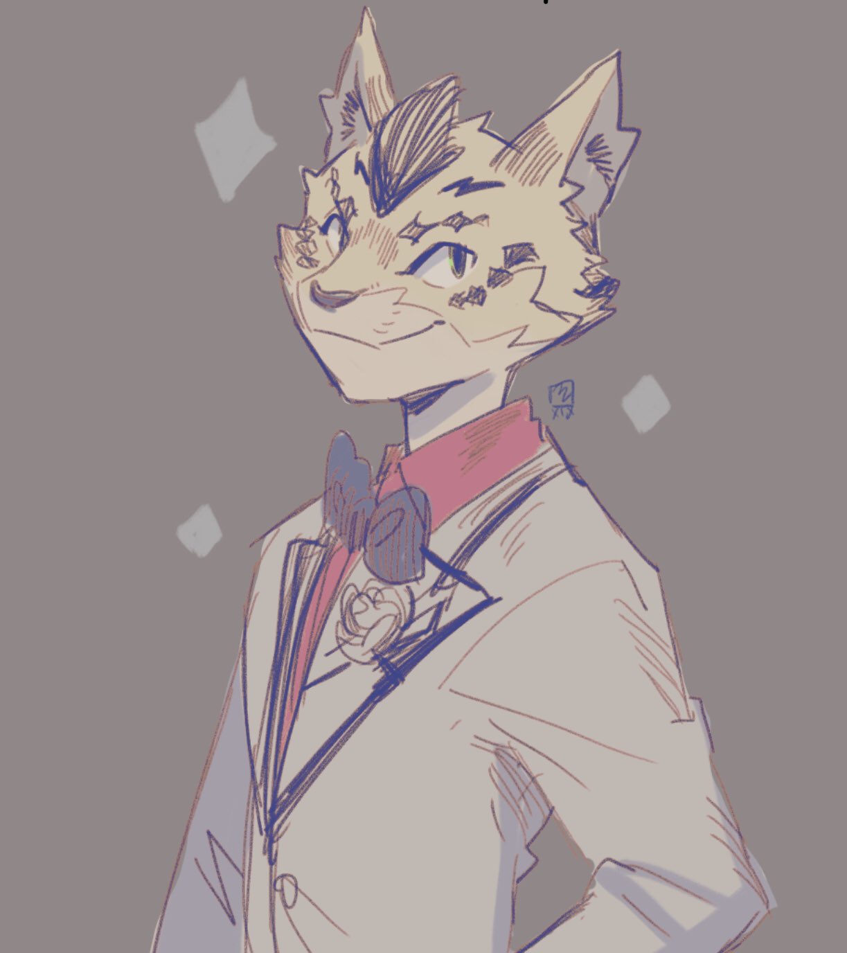 2019 anthro bow_tie clothed clothing cyanroll felid hi_res leopard male mammal ose_(tas) pantherine tokyo_afterschool_summoners video_games young