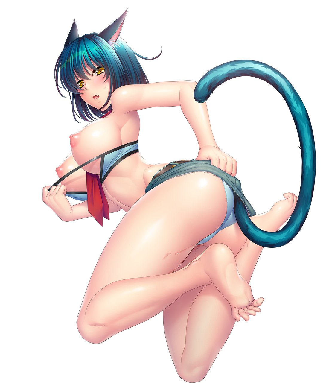 00s 1girl :3 aikawa_arisa animal_ears bare_legs barefoot blue_hair blush breasts cat_ears cat_girl female game_cg highres large_breasts lilith-soft long_hair looking_at_viewer lying merci_(taimanin_asagi) nipples official_art open_mouth puffy_nipples shiny shiny_skin short_hair smile solo taimanin_(series) taimanin_asagi taimanin_asagi_battle_arena taimanin_rpgx white_background yellow_eyes