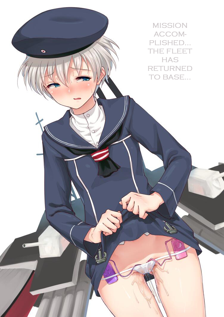 10s 1girl aya_shachou beret blonde_hair blue_eyes blush breasts clothes_writing discreet_vibrator dress dress_lift hard_translated hat kantai_collection looking_at_viewer open_mouth panties pussy_juice sailor_collar sailor_dress sailor_hat short_hair silver_hair small_breasts solo sweatdrop translated underwear vibrator vibrator_under_clothes vibrator_under_panties wet wet_clothes wet_panties white_panties z1_leberecht_maass_(kantai_collection)