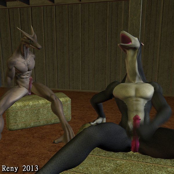 1:1 2013 3d_(artwork) anthro black_jackal digital_media_(artwork) dragon duo lizard lizzy male male/male masturbation penile penile_masturbation penis reptile scalie