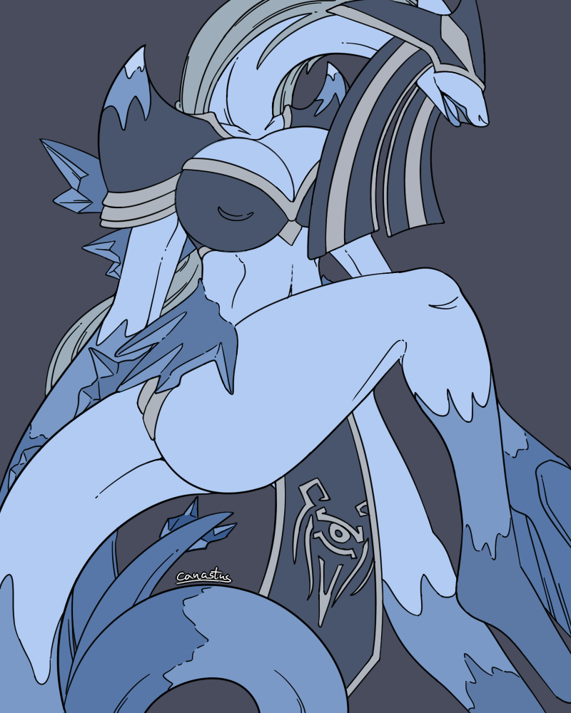 armor big_breasts breasts canastus chestplate clothing covered_eyes crossover dragon flat_colors fusion grey_hair hair half_naked huge_hands ice league_of_legends legendary_pok&eacute;mon lipstick lissandra_(lol) loincloth long_hair long_neck long_tail lugia makeup monster_girl_(genre) navel nintendo nipples overweight pinup pok&eacute;mon pok&eacute;mon_(species) pose riot_games shoulder_pads simple_coloring tall tongue video_games wide_hips