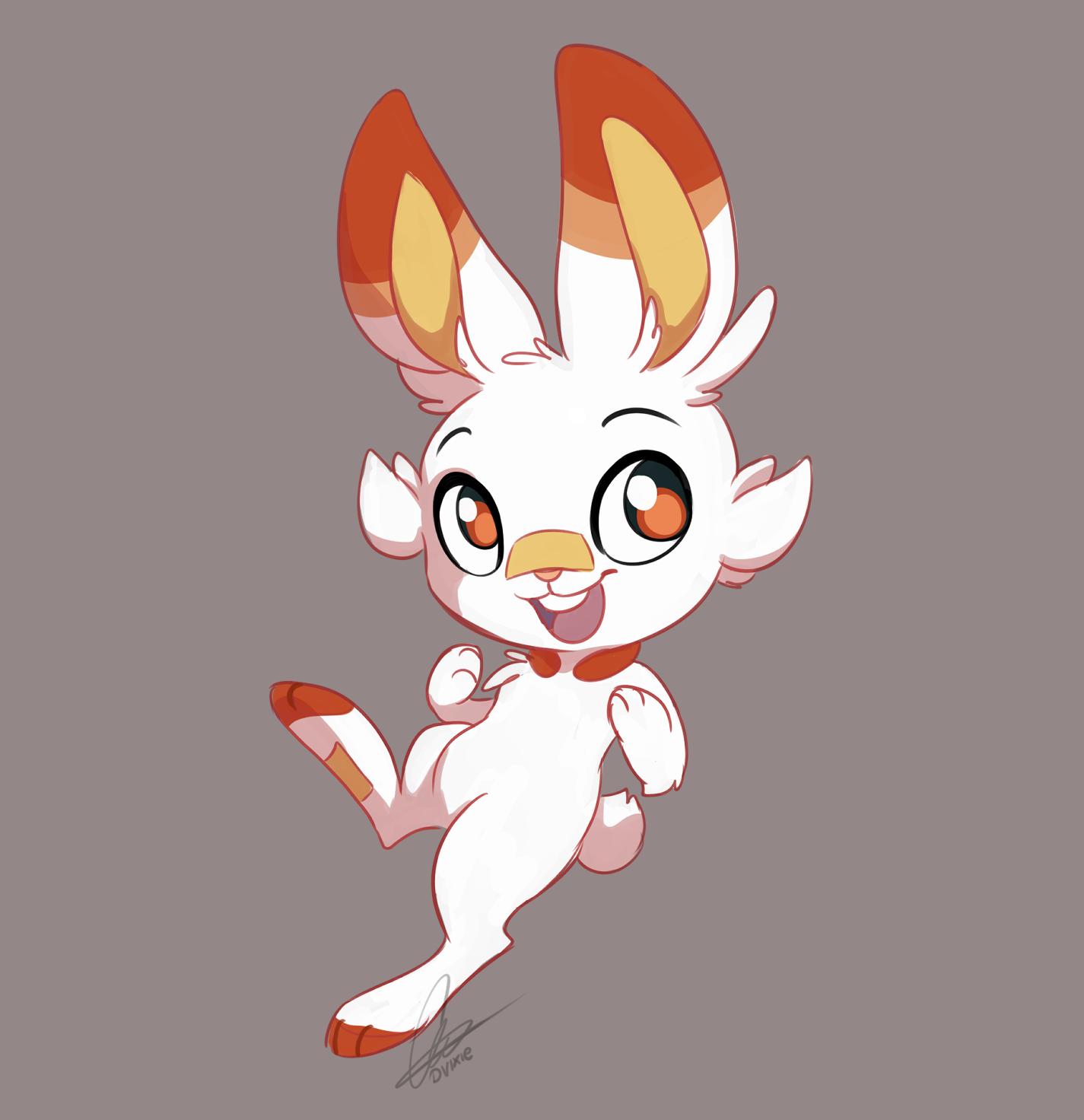 2019 ambiguous_gender d_vixie dennyvixen digital_media_(artwork) hi_res nintendo open_mouth pok&eacute;mon pok&eacute;mon_(species) scorbunny simple_background smile solo video_games