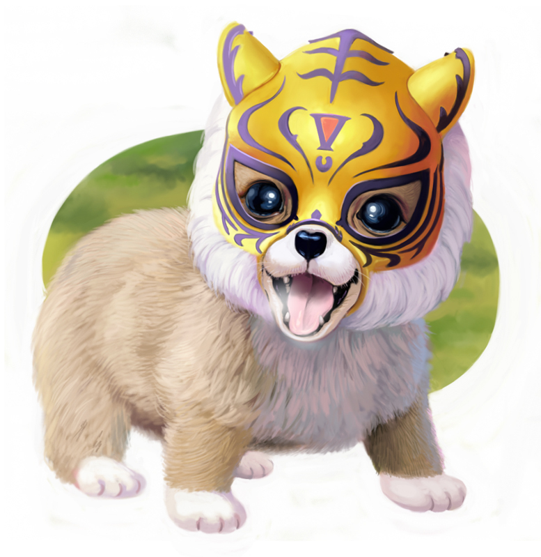 ambiguous_gender black_eyes black_nose breath canid canine canis domestic_dog feral fur mammal mask pink_tongue sakkan69 simple_background solo sports_mask sportswear tan_fur tongue white_background white_fur wrestling_mask