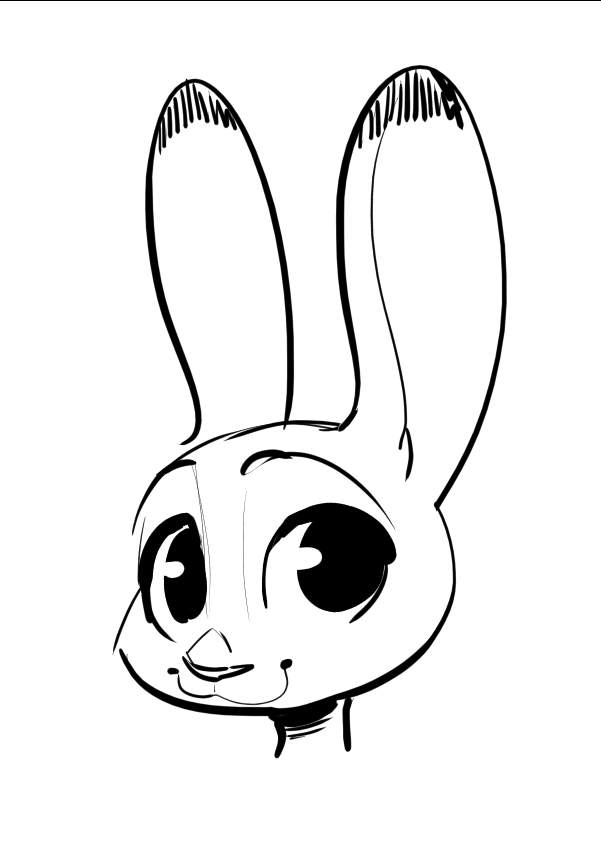 2019 :3 ambiguous_gender anthro black_and_white dipstick_ears disney fuel_(artist) headshot_portrait judy_hopps lagomorph leporid looking_at_viewer mammal monochrome multicolored_ears portrait rabbit simple_background smile solo white_background zootopia