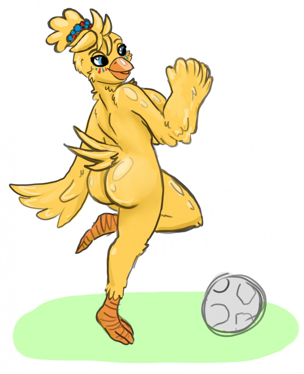 ashwolves5 avian bird ettie female hi_res mascot nude soccer solo sport