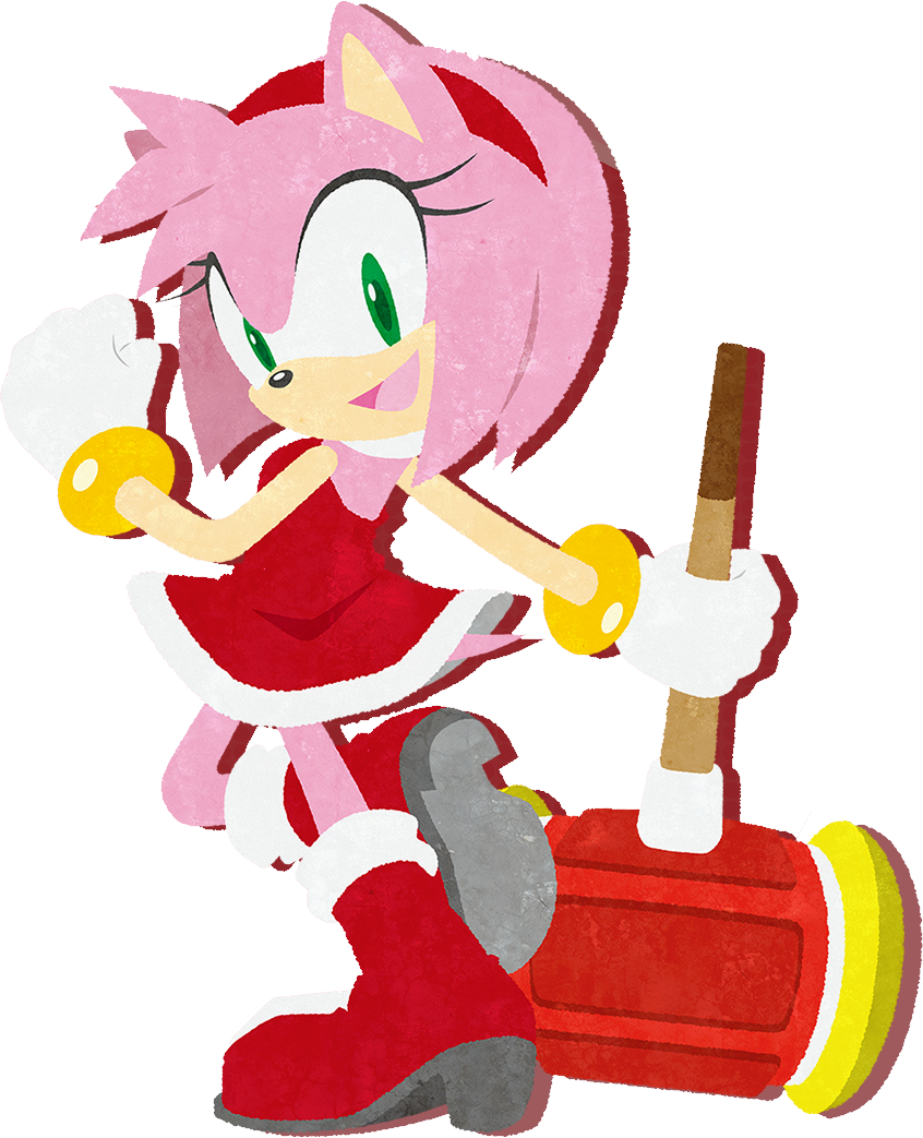amy_rose anthro big_eyes clenched_hand dress eyelashes facing_away female female_focus female_only fist_up fur gloves green_eyes hair hairband hammer happy holding holding_weapon leg_lift leg_up legs looking_at_viewer official_art piko_piko_hammer pink_fur pink_hair pink_tail pointy_ears red_dress red_skirt sega skirt sleeveless smile sonic_(series) sonic_channel tail video_games