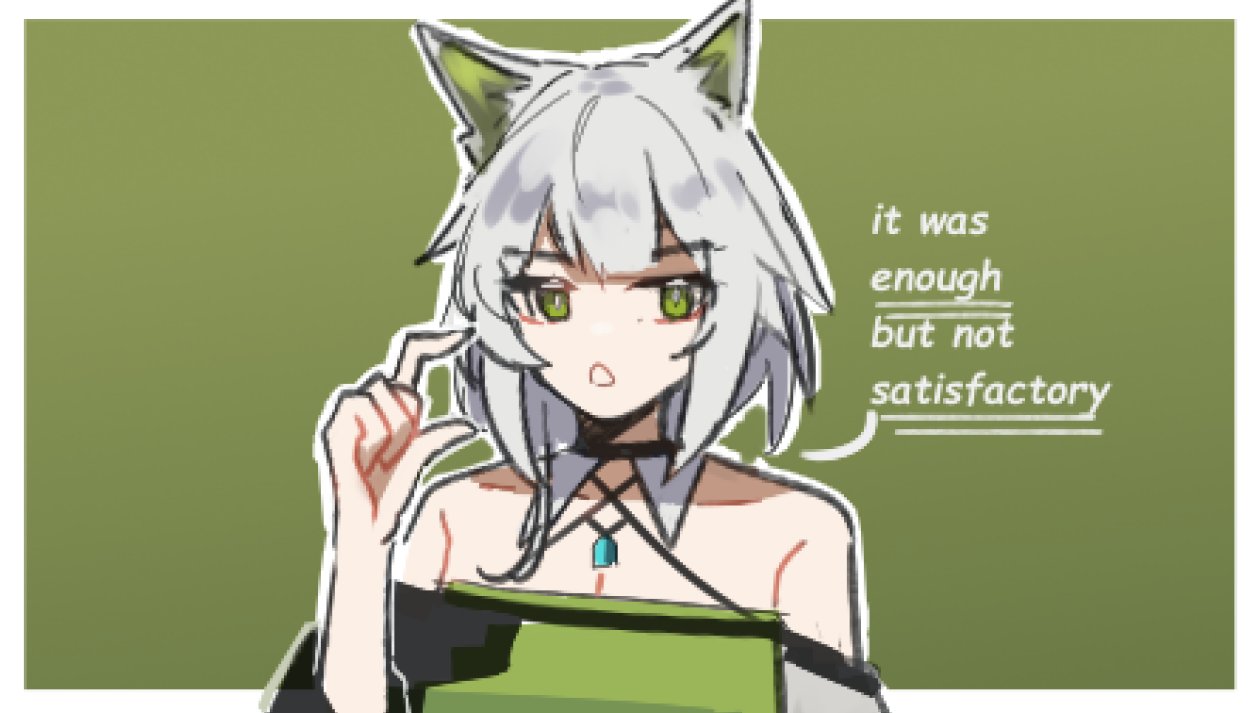 1girl animal_ear_fluff animal_ears arknights bare_shoulders cat_ears cat_girl collarbone dress english_commentary english_text green_dress green_eyes grey_hair kal'tsit_(arknights) looking_at_viewer nuggetkouhai open_mouth short_hair solo upper_body