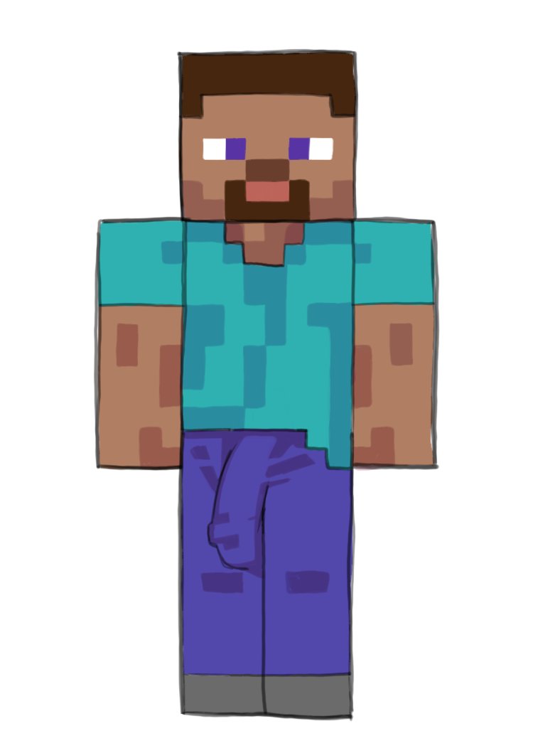 1boy brown_hair bulge covered_penis dark_skin facial_hair goatee groin_outline gummuru large_bulge large_penis minecraft penis purple_eyes simple_background steve_(minecraft) when_you_see_it white_background