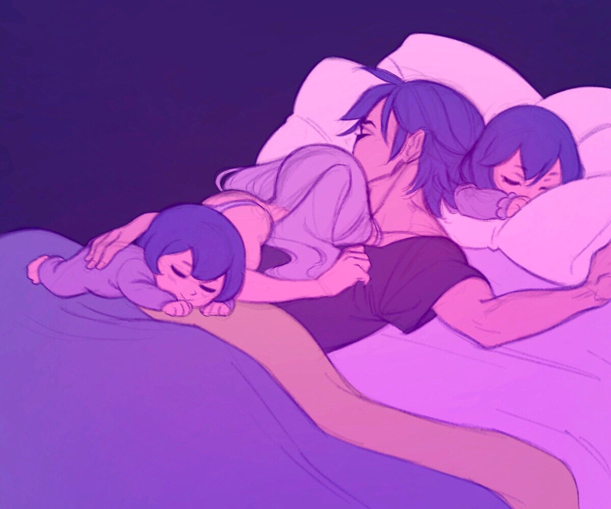 2boys 2girls bed blanket blue_hair chrom_(fire_emblem) dark_background family father_and_daughter father_and_son fire_emblem fire_emblem_awakening hollyfig husband_and_wife lucina morgan_(fire_emblem) morgan_(fire_emblem)_(male) mother_and_daughter mother_and_son multiple_boys multiple_girls pillow robin_(fire_emblem) robin_(fire_emblem)_(female) short_hair silver_hair sleeping