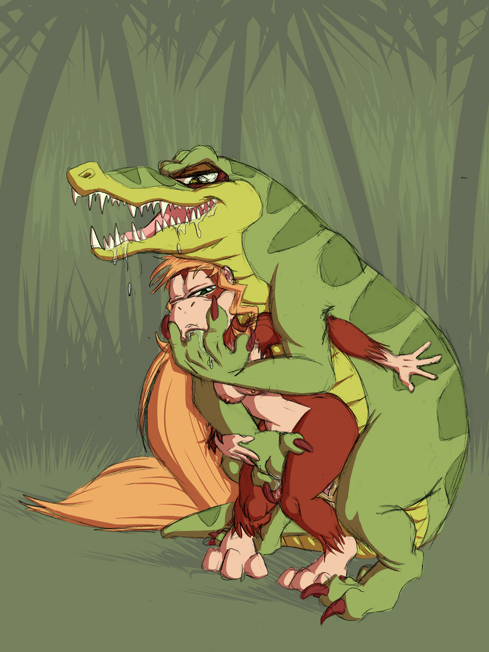 anthro anthro_on_anthro anthro_penetrated anthro_penetrating anthro_penetrating_anthro ape blonde_hair bodily_fluids claws crocodilian diddy_kong_racing dixie_kong donkey_kong_(series) duo fangs female from_behind_position green_eyes hair haplorhine hi_res kong kremling kritter krunch_the_kremling long_hair male male/female mammal nintendo nintendo_64 nintendo_ds nintendo_ds_family penetration primate rareware reptile rocker saliva scalie sex shesamonkey video_games