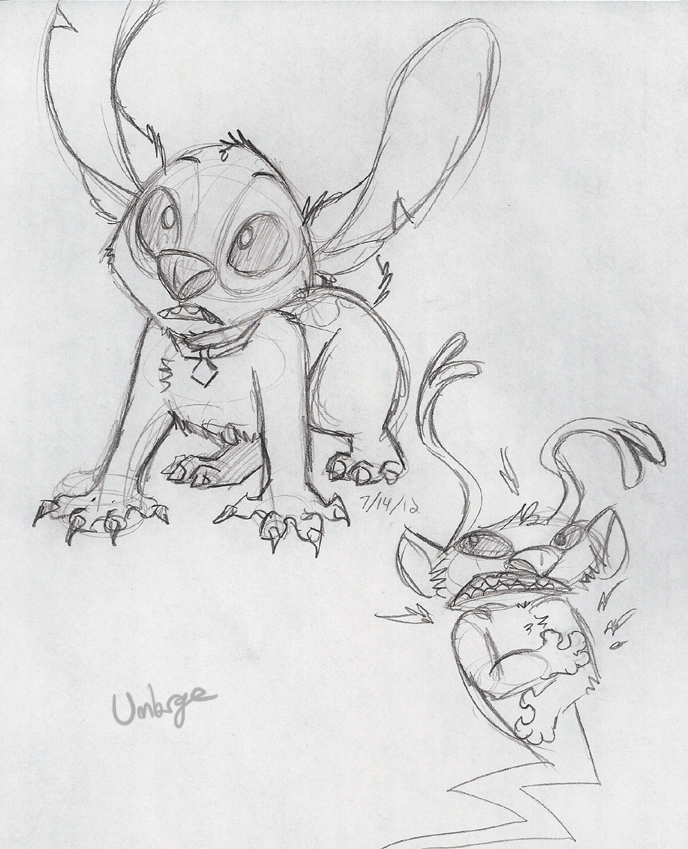 2012 4_fingers alien all_fours claws collar disney duo experiment_(lilo_and_stitch) fingers flying fur graphite_(artwork) head_tuft lilo_and_stitch metallicumbrage notched_ear pencil_(artwork) signature sketch sparky_(lilo_and_stitch) stitch_(lilo_and_stitch) traditional_media_(artwork) tuft