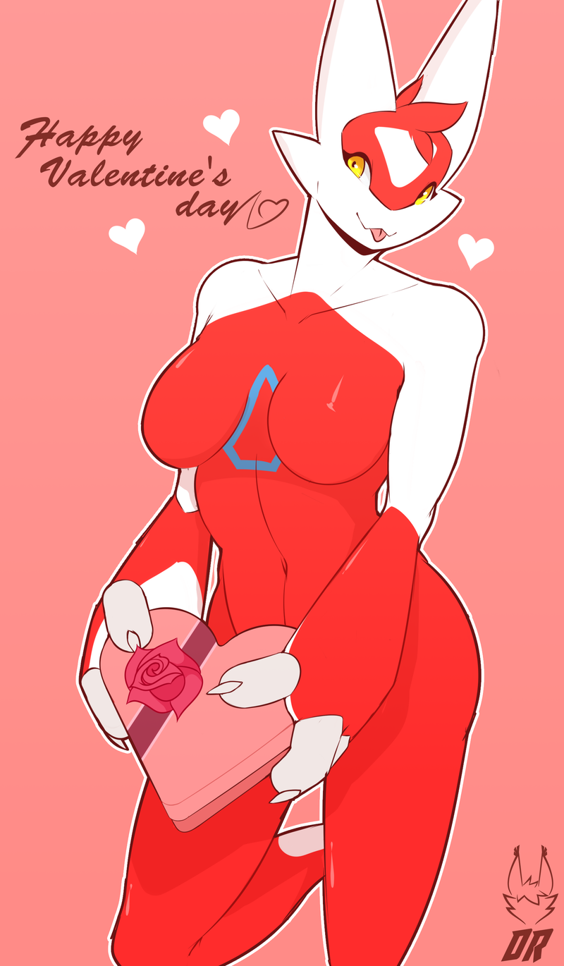 &lt;3 anthro breasts chocolate_box digital_media_(artwork) drakeraynier english_text featureless_breasts female hi_res holidays latias legendary_pok&eacute;mon looking_at_viewer navel nintendo nude pok&eacute;mon pok&eacute;mon_(species) simple_background skyela_(drakeraynier) smile solo text tongue tongue_out valentine's_day video_games yellow_eyes