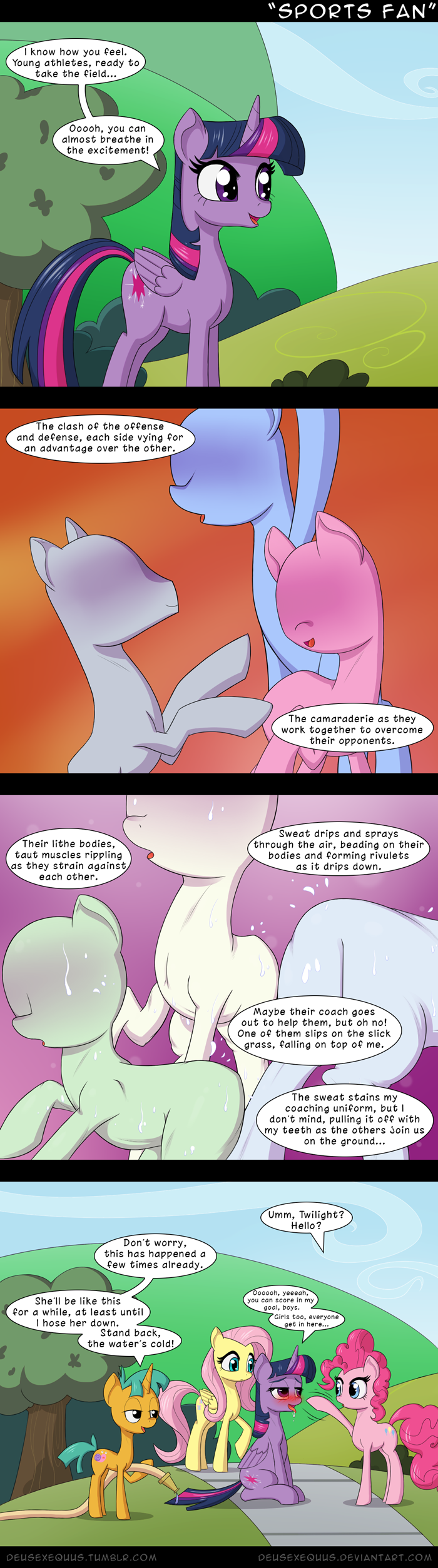 2019 absurd_res blush bodily_fluids comic cutie_mark deusexequus dialogue earth_pony english_text equid equine female feral fluttershy_(mlp) friendship_is_magic grass group hair hi_res horn horse hose male mammal multicolored_hair my_little_pony open_mouth outside pinkie_pie_(mlp) pony sky smile snails_(mlp) sweat text tongue tongue_out tree twilight_sparkle_(mlp) unicorn