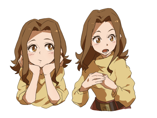 1girl brown_eyes brown_hair closed_mouth commentary_request digimon digimon_adventure long_hair mimxxpk open_mouth simple_background solo tachikawa_mimi white_background