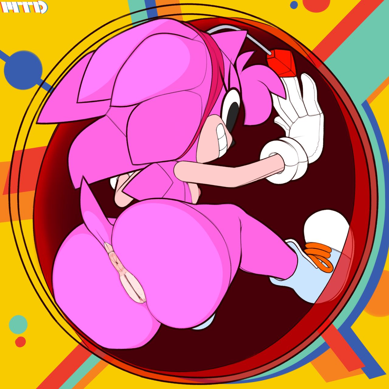 1:1 2017 alternate_version_at_source amy_rose animate_inanimate anthro anthrofied anus areola big_butt butt clothing eulipotyphlan eyelashes female gloves handwear hedgehog hi_res living_plushie mammal marthedog mostly_nude nipples plushie presenting pussy rosy_the_rascal smile solo sonic_(series) sonic_mania toy