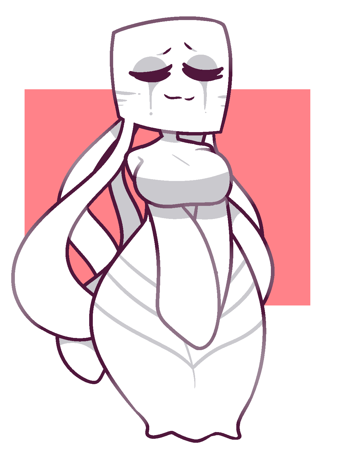 alpha_channel big_breasts breasts eyes_closed featureless_breasts female ghast hi_res humanoid kiwihermit minecraft not_furry simple_background solo tentacles transparent_background video_games wide_hips
