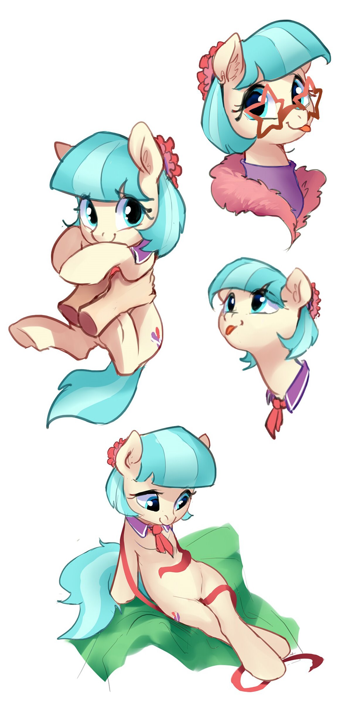 2019 blue_eyes coco_pommel_(mlp) cutie_mark earth_pony equid equine eyewear female feral friendship_is_magic glasses hair hi_res horse looking_at_viewer luciferamon mammal multicolored_hair my_little_pony pony s simple_background smile solo tongue tongue_out two_tone_hair white_background