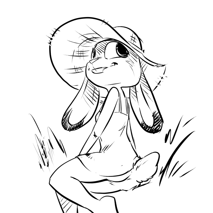 1:1 black_and_white bottomless clothed clothing disney female hat headgear headwear judy_hopps lagomorph leporid mammal monochrome nameless_lewder nontoxo rabbit solo zootopia