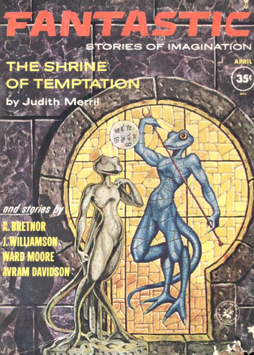 1962 ambiguous_gender anthro blue_skin cover fingers george_barr lizard magazine_cover mosaic reptile scalie sculpture staff statue text
