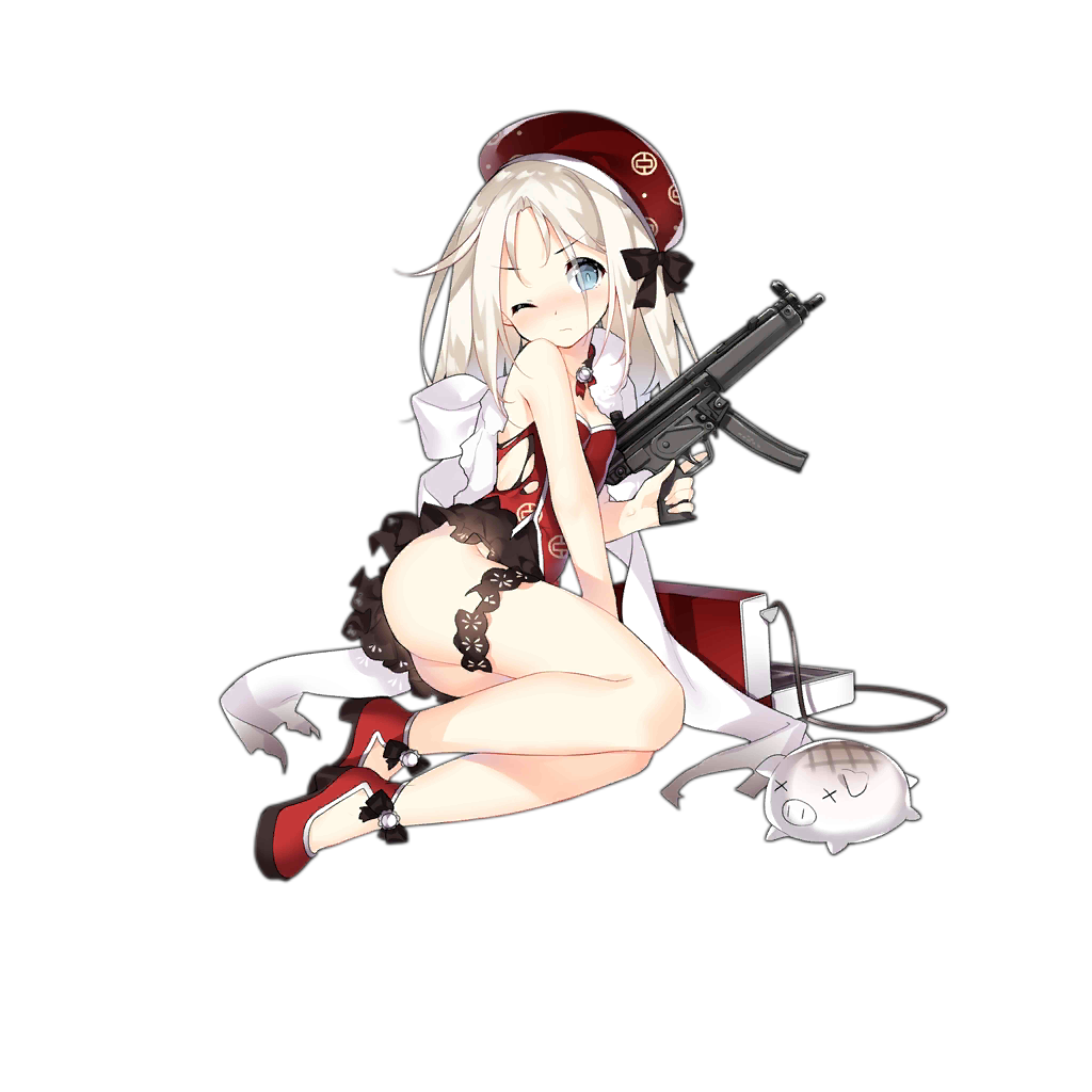 1girl alternate_costume bag bangs blue_eyes blush breasts china_dress chinese_clothes cleavage closed_mouth dress full_body fur_trim girls_frontline gun h&amp;k_mp5 hat holding holding_gun holding_weapon leg_strap legs long_hair looking_at_viewer mp5_(girls_frontline) official_art one_eye_closed open_mouth red_dress red_footwear ribbon saru shoulder_bag silver_hair sitting small_breasts smile solo submachine_gun tassel transparent_background weapon white_coat