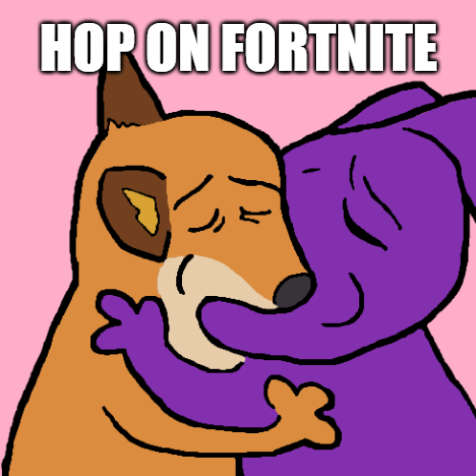 1:1 anthro anthro_on_anthro canid canine dragon duo embrace epic_games eyebrows eyes_closed fennix_(fortnite) fortnite fox french_kissing fur hop_on_(meme) humor hybrid_(fortnite) kissing low_res male male/male mammal microsoft_paint mspaintfurry mythological_creature mythological_scalie mythology orange_body orange_fur pink_background purple_body purple_scales reptile scales scalie side_view simple_background