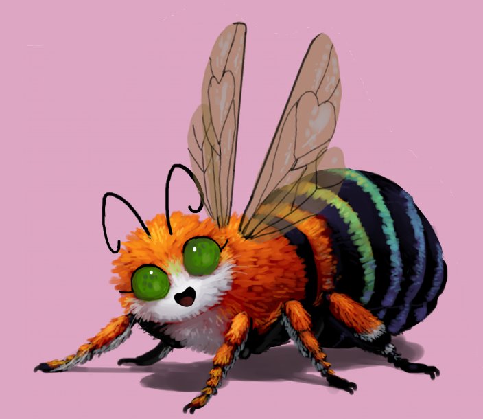 ambiguous_gender antennae_(anatomy) arthropod arthropod_abdomen bee blue-banded_bee feral green_eyes hymenopteran insect insect_wings mataknight outta_sync smile solo wings