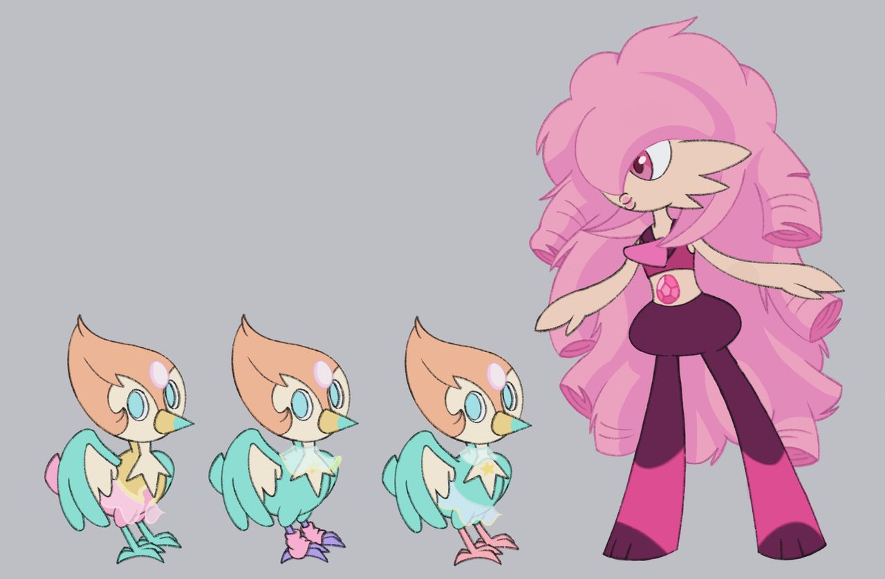 2019 alternate_species avian beak bird cartoon_network crossover digital_media_(artwork) gardevoir itoruna nintendo pearl_(steven_universe) pikipek pok&eacute;mon pok&eacute;mon_(species) rose_quartz_universe steven_universe video_games