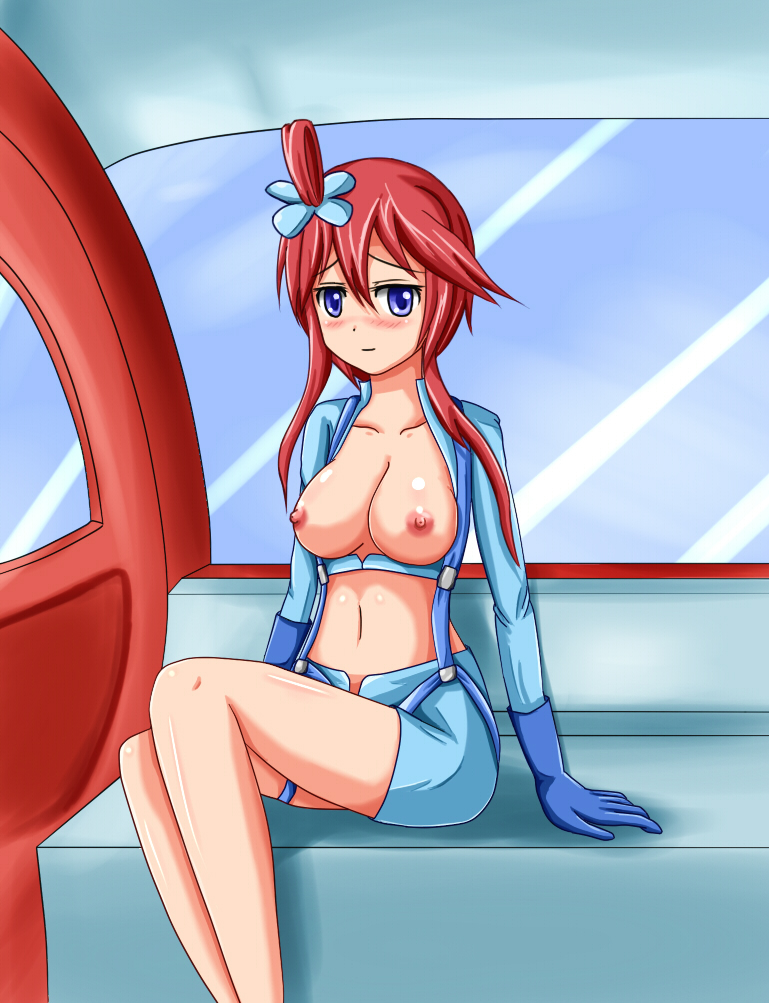 artist_request aveve blush breasts ferris_wheel fuuro_(pokemon) gym_leader large_breasts nipples pokemon red_hair smile
