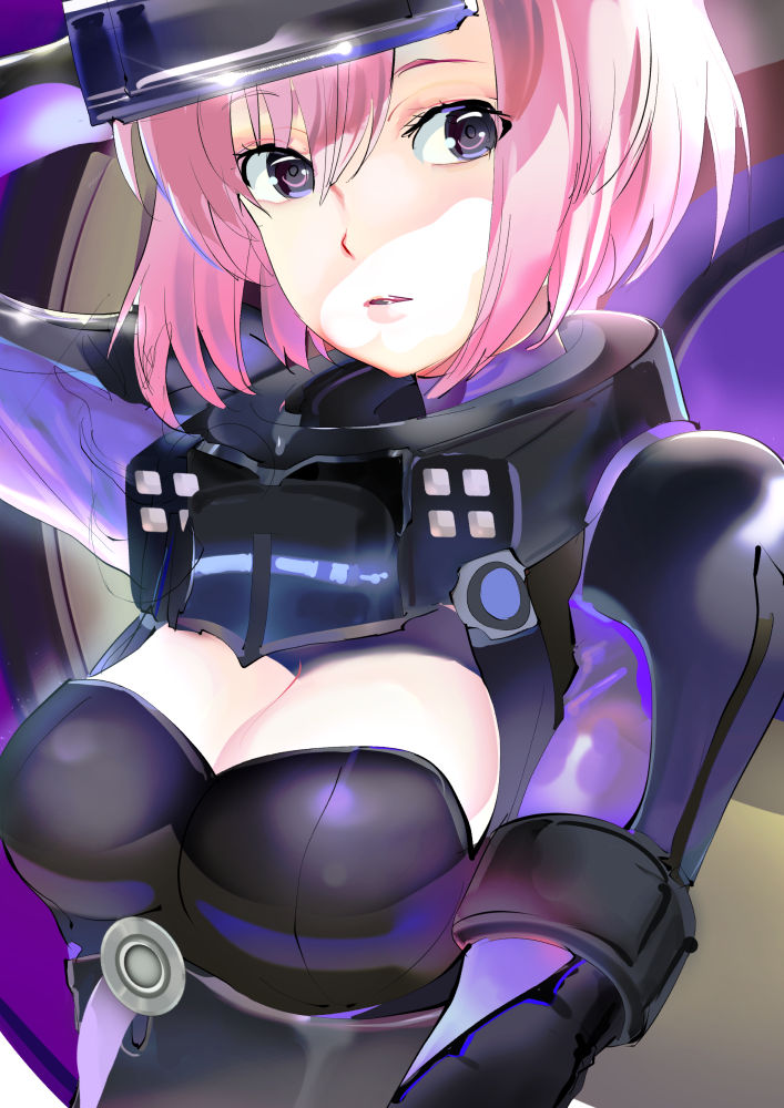 119 1girl black_eyes breasts cleavage fate/grand_order fate_(series) hair_between_eyes looking_at_viewer mash_kyrielight medium_breasts open_mouth ortenaus pink_hair pixiv_fate/grand_order_contest_2 short_hair solo upper_body
