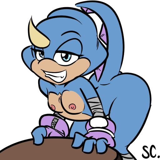 2011 blue_eyes breasts breeze_the_chameleon chameleon fan_character female lizard meller's_chameleon nipples reptile saltcore scalie solo sonic_the_hedgehog_(series) thick_thighs